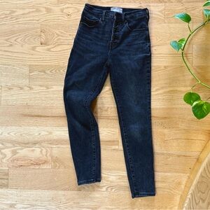 Everlane High Waist Button Front Stretch Skinny Jeans Washed Black 26 Ankle GUC